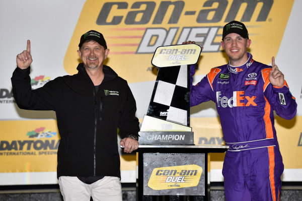 2017 NASCAR Monster Energy Cup - Can-Am Duels
Daytona International Speedway, Daytona Beach, FL USA
Thursday 23 February 2017
Denny Hamlin, FedEx Express Toyota Camry celebrates in Victory Lane
World Copyright: Nigel Kinrade/LAT Images
ref: Digital Image 17DAY2nk06818 2017 NASCAR Monster Energy Cup - Can-Am Duels
Daytona International Speedway, Daytona Beach, FL USA
Thursday 23 February 2017
Denny Hamlin, FedEx Express Toyota Camry celebrates in Victory Lane
World Copyright: Nigel Kinrade/LAT Images
ref: Digital Image 17DAY2nk06818