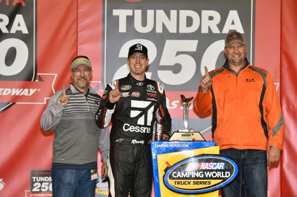 NASCAR Camping World Truck Series
Toyota Tundra 250
Kansas Speedway, Kansas City, KS USA
Friday 12 May 2017
Kyle Busch, Cessna Toyota Tundra celebrates his win in Victory Lane
World Copyright: Nigel Kinrade
LAT Images
ref: Digital Image 17KAN1nk07236 NASCAR Camping World Truck Series
Toyota Tundra 250
Kansas Speedway, Kansas City, KS USA
Friday 12 May 2017
Kyle Busch, Cessna Toyota Tundra celebrates his win in Victory Lane
World Copyright: Nigel Kinrade
LAT Images
ref: Digital Image 17KAN1nk07236