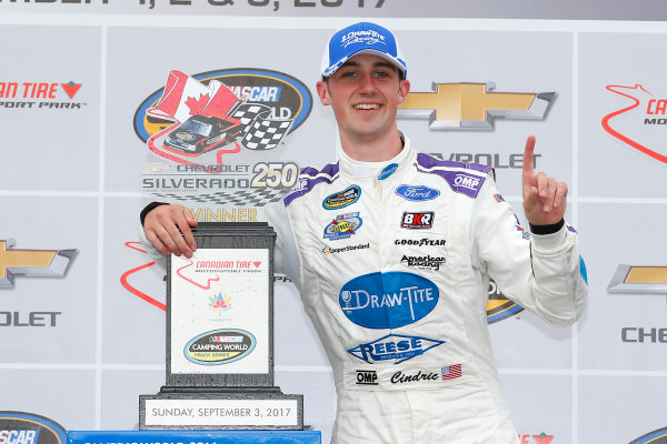 NASCAR Camping World Truck Series
Chevrolet Silverado 250
Canadian Tire Motorsport Park
Bowmanville, ON CAN
Sunday 3 September 2017
Austin Cindric, Draw-Tite\Reese Ford F150 celebrates in victory lane
World Copyright: Russell LaBounty
LAT Images