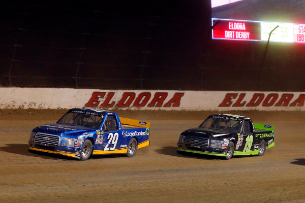 NASCAR Camping World Truck Series
Eldora Dirt Derby
Eldora Speedway, Rossburg, OH USA
Wednesday 19 July 2017
Chase Briscoe, Cooper Standard Ford F150 and Austin Cindric, Fitzgerald Glider Kits Ford F150
World Copyright: Russell LaBounty
LAT Images NASCAR Camping World Truck Series
Eldora Dirt Derby
Eldora Speedway, Rossburg, OH USA
Wednesday 19 July 2017
Chase Briscoe, Cooper Standard Ford F150 and Austin Cindric, Fitzgerald Glider Kits Ford F150
World Copyright: Russell LaBounty
LAT Images