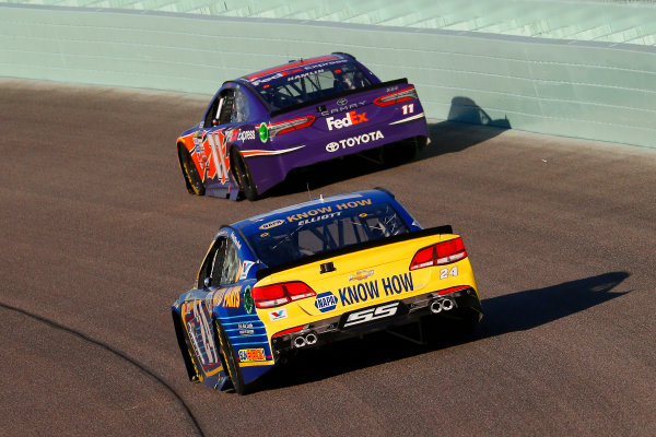 Monster Energy NASCAR Cup Series
Ford EcoBoost 400
Homestead-Miami Speedway, Homestead, FL USA
Sunday 19 November 2017
Chase Elliott, Hendrick Motorsports, NAPA Chevrolet SS and Denny Hamlin, Joe Gibbs Racing, FedEx Express Toyota Camry
World Copyright: Russell LaBounty
LAT Images Monster Energy NASCAR Cup Series
Ford EcoBoost 400
Homestead-Miami Speedway, Homestead, FL USA
Sunday 19 November 2017
Chase Elliott, Hendrick Motorsports, NAPA Chevrolet SS and Denny Hamlin, Joe Gibbs Racing, FedEx Express Toyota Camry
World Copyright: Russell LaBounty
LAT Images