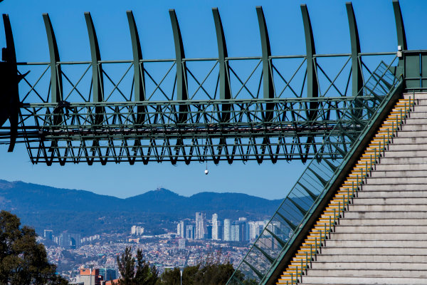 2015/2016 FIA Formula E Championship.
Mexico City ePrix, Autodromo Hermanos Rodriguez, Mexico City, Mexico.
Friday 11 March 2016.
A view of Mexico City through the stadium section.
Photo: Zak Mauger/LAT/Formula E
ref: Digital Image _79P2290