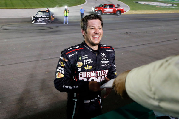 Monster Energy NASCAR Cup Series
Quaker State 400
Kentucky Speedway, Sparta, KY USA
Saturday 8 July 2017
Martin Truex Jr, Furniture Row Racing, Furniture Row/Denver Mattress Toyota Camry celebrates his win
World Copyright: Russell LaBounty
LAT Images Monster Energy NASCAR Cup Series
Quaker State 400
Kentucky Speedway, Sparta, KY USA
Saturday 8 July 2017
Martin Truex Jr, Furniture Row Racing, Furniture Row/Denver Mattress Toyota Camry celebrates his win
World Copyright: Russell LaBounty
LAT Images
