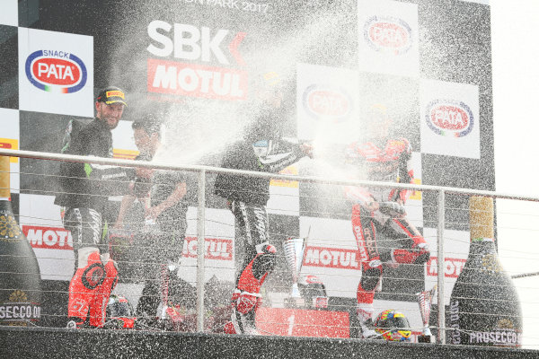 2017 Superbike World Championship - Round 6
Donington Park, UK.
Sunday 28 May 2017
Podium: race winner Jonathan Rea, Kawasaki Racing, second place Tom Sykes, Kawasaki Racing, third place Chaz Davies, Ducati Team
World Copyright: Gold and Goose Photography/LAT Images
ref: Digital Image Post-R-500-9563 2017 Superbike World Championship - Round 6
Donington Park, UK.
Sunday 28 May 2017
Podium: race winner Jonathan Rea, Kawasaki Racing, second place Tom Sykes, Kawasaki Racing, third place Chaz Davies, Ducati Team
World Copyright: Gold and Goose Photography/LAT Images
ref: Digital Image Post-R-500-9563