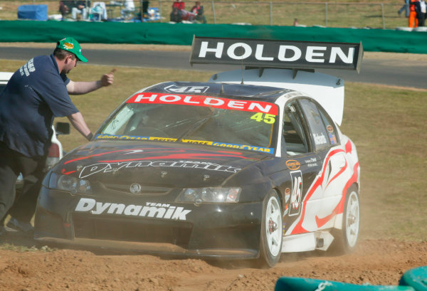 2003 Australian V8 Supercars
Oran Park, Sydney, Australia. 17th August 2003.
Holden driver Jason Richards rolled during practice for the 300km race at Sydneys Oran Park. 
World Copyright: Mark Horsburgh/LAT Photographic
ref: Digital Image Only