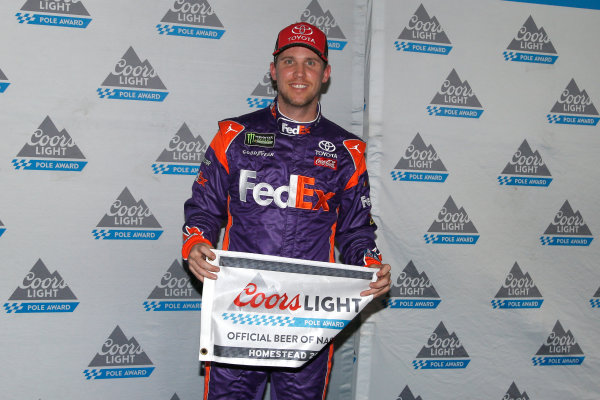 Monster Energy NASCAR Cup Series
Ford EcoBoost 400
Homestead-Miami Speedway, Homestead, FL USA
Friday 17 November 2017
Denny Hamlin, Joe Gibbs Racing, FedEx Express Toyota Camry pole award
World Copyright: Lesley Ann Miller
LAT Images Monster Energy NASCAR Cup Series
Ford EcoBoost 400
Homestead-Miami Speedway, Homestead, FL USA
Friday 17 November 2017
Denny Hamlin, Joe Gibbs Racing, FedEx Express Toyota Camry pole award
World Copyright: Lesley Ann Miller
LAT Images