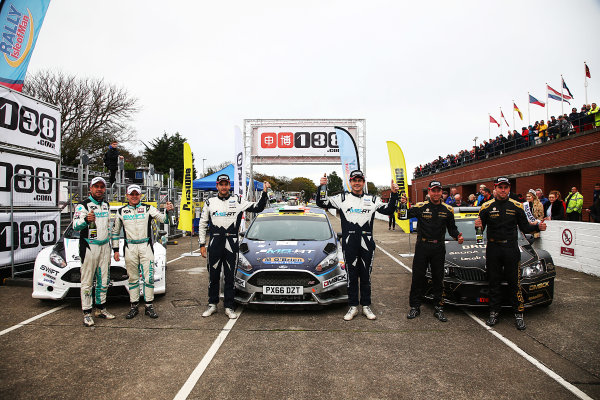 2017 Prestone MSA British Rally Championship,
Rally Isle of Man. 14th - 16th September 2017.
Overall Podium (l-r) Matt Edwards / Darren Garrod Ford Fiesta R5, Keith Cronin / Mikie Galvin Ford Fiesta R5, Fredrik Ahlin / Torstein Eriksen Skoda Fabia R5.
World Copyright: JEP/LAT Images