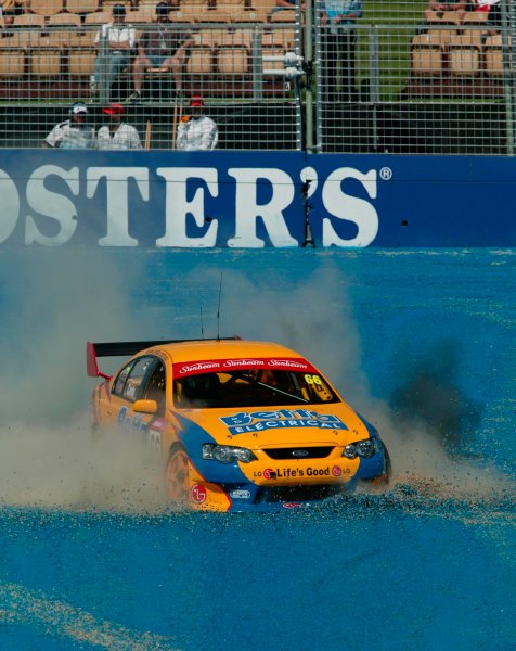 2003 Australian V8 Supercars Melbourne
Victoria,Australia 9th March 2003
Ford driver Dean Canto puts his BA Falcon into the gravel during the V8 Supercars at the 2003 Australian GP.
World Copyright: Mark Horsburgh/LAT
Photographic ref: Digital Image Only

