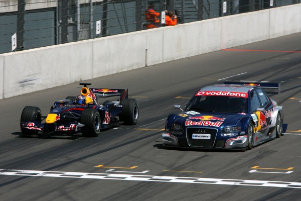 2007 DTM Championship.
Round 3, Eurospeedway Lausitz (Lausitzring). 18th - 20th May 2007.
Demo with Michael Ammermüller (GER), Red Bull Racing and Mattias Ekström (SWE), Audi Sport Team Abt Sportsline, Audi A4 DTM
World Copyright: Miltenburg/xpb
cc/LAT
ref: Digital Image Only 2007 DTM Championship.
Round 3, Eurospeedway Lausitz (Lausitzring). 18th - 20th May 2007.
Demo with Michael Ammermüller (GER), Red Bull Racing and Mattias Ekström (SWE), Audi Sport Team Abt Sportsline, Audi A4 DTM
World Copyright: Miltenburg/xpb
cc/LAT
ref: Digital Image Only