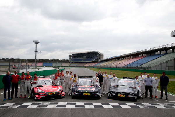 2017 DTM Testing & Media Day
Hockenheim, Germany.
Thursday 6 April 2017. All 2017 drivers with Gerhard Berger, ITR Chairman, Dieter Gass, Head of DTM Audi Sport, Jens Marquardt, BMW Motorsport Director, Ullrich Fritz, Team principal Mercedes-AMG HWA,  Florian Zitlsperger, ITR. 
World Copyright: Alexander Trienitz/LAT Images
ref: Digital Image 2017-DTM-MD-HH-AT1-0313