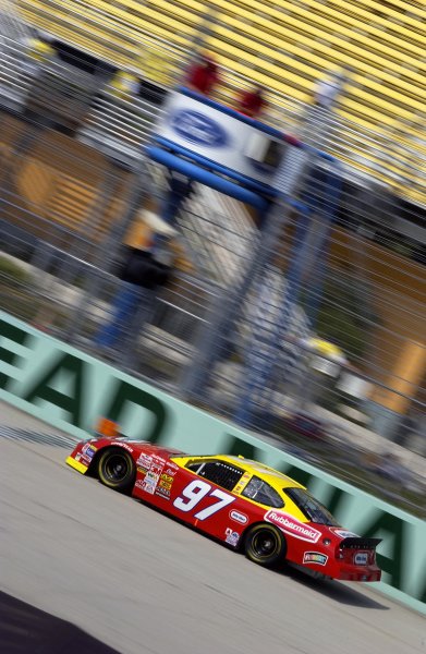 NASCAR Winton Cup Ford 400, Homestead-Miami Speedway, Homestead, Florida, USA 17 November,2002 
Kurt Busch speeds to the pole in his "Little Tykes" racecar.
Copyright-F
Peirce Williams/MMP-Inc. 2002 
LAT Photographic