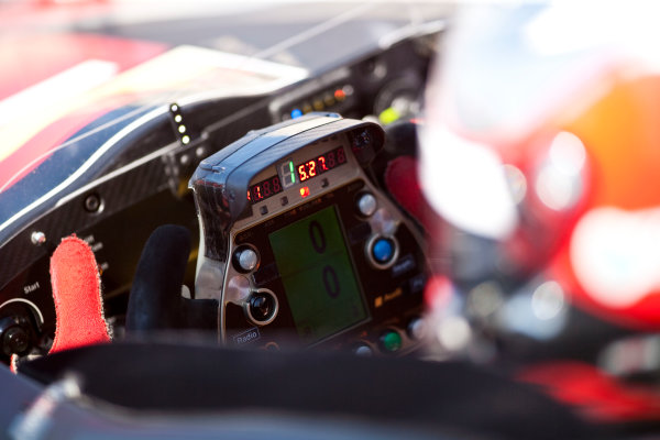 Paul Ricard, France. 9th - 11th April 2010. 
Steering wheel detail on the car of Dindo Capello / Tom Kristensen / Allan McNish, (Audi Sport Team Joest, Audi R15 TDI). 
Detail. 
World Copyright: Drew Gibson/LAT Photographic. 
Digital Image _Y8P8391