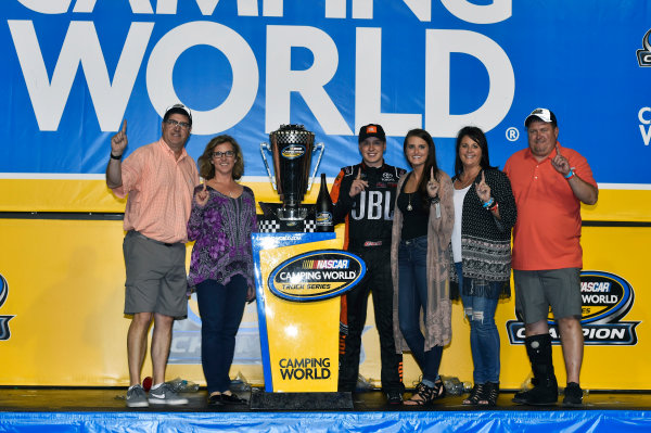 NASCAR Camping World Truck Series
Ford EcoBoost 200
Homestead-Miami Speedway, Homestead, FL USA
Friday 17 November 2017
Christopher Bell, JBL Toyota Tundra celebrates winning the 2017 NASCAR Camping world Truck Series Championship
World Copyright: Nigel Kinrade
LAT Images NASCAR Camping World Truck Series
Ford EcoBoost 200
Homestead-Miami Speedway, Homestead, FL USA
Friday 17 November 2017
Christopher Bell, JBL Toyota Tundra celebrates winning the 2017 NASCAR Camping world Truck Series Championship
World Copyright: Nigel Kinrade
LAT Images