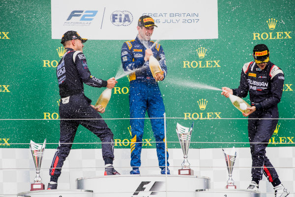 2017 FIA Formula 2 Round 6.
Silverstone, Northamptonshire, UK.
Sunday 16 July 2017.
Luca Ghiotto (ITA, RUSSIAN TIME), Nicholas Latifi (CAN, DAMS), Artem Markelov (RUS, RUSSIAN TIME). 
Photo: Zak Mauger/FIA Formula 2.
ref: Digital Image _56I0792