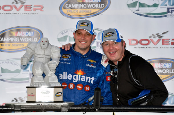 NASCAR Camping World Truck Series
Bar Harbor 200
Dover International Speedway, Dover, DE USA
Friday 2 June 2017
Johnny Sauter, Allegiant Airlines Chevrolet Silverado celebrates his win in Victory Lane
World Copyright: Nigel Kinrade
LAT Images
ref: Digital Image 17DOV1nk06886 NASCAR Camping World Truck Series
Bar Harbor 200
Dover International Speedway, Dover, DE USA
Friday 2 June 2017
Johnny Sauter, Allegiant Airlines Chevrolet Silverado celebrates his win in Victory Lane
World Copyright: Nigel Kinrade
LAT Images
ref: Digital Image 17DOV1nk06886