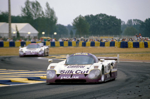 Le Mans, France. 16th - 17th June 1990.
John Nielsen/Price Cobb/Eliseo Salazar/Martin Brundle (Jaguar XJR-12), 1st position, leads Jan Lammers/Andy Wallace/Franz Konrad (XJR-12), 2nd position, action.
World Copyright: LAT Photographic.
Ref: 90LM Le Mans, France. 16th - 17th June 1990.
John Nielsen/Price Cobb/Eliseo Salazar/Martin Brundle (Jaguar XJR-12), 1st position, leads Jan Lammers/Andy Wallace/Franz Konrad (XJR-12), 2nd position, action.
World Copyright: LAT Photographic.
Ref: 90LM