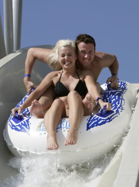 2007 Australian V8 Supercars.
Bahrain International Circuit. Sakhir, Bahrain.
2nd - 4th November.
V8 Supercar drivers Steve Johnson and Miss V8 Supercar Cherie Mitchell in action at the Lost Paradise water park in Bahrain.
World Copyright: Mark Horsburgh/LAT Photographic.
Ref: Digital Image WaterPark-1204 2007 Australian V8 Supercars.
Bahrain International Circuit. Sakhir, Bahrain.
2nd - 4th November.
V8 Supercar drivers Steve Johnson and Miss V8 Supercar Cherie Mitchell in action at the Lost Paradise water park in Bahrain.
World Copyright: Mark Horsburgh/LAT Photographic.
Ref: Digital Image WaterPark-1204