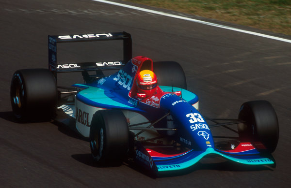 1992 Italian Grand Prix.
Monza, Italy.
11-13 September 1992.
Mauricio Gugelmin (Jordan 192 Yamaha). He exited the race after losing drive with a transmission failure.
Ref-92 ITA 05.
World Copyright - LAT Photographic
1992 Italian Grand Prix.
Monza, Italy.
11-13 September 1992.
Mauricio Gugelmin (Jordan 192 Yamaha). He exited the race after losing drive with a transmission failure.
Ref-92 ITA 05.
World Copyright - LAT Photographic