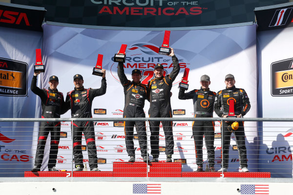 IMSA WeatherTech SportsCar Championship
Advance Auto Parts SportsCar Showdown
Circuit of The Americas, Austin, TX USA
Friday 5 May 2017
56, Porsche, Porsche Cayman, ST, Jeff Mosing, Eric Foss, 17, Spencer Pumpelly, Nick Galante, 75, Audi, Audi S3, Roy Block, Pierre Kleinubing, podium
World Copyright: Phillip Abbott
LAT Images
ref: Digital Image abbott_COTA_0517_7766 IMSA WeatherTech SportsCar Championship
Advance Auto Parts SportsCar Showdown
Circuit of The Americas, Austin, TX USA
Friday 5 May 2017
56, Porsche, Porsche Cayman, ST, Jeff Mosing, Eric Foss, 17, Spencer Pumpelly, Nick Galante, 75, Audi, Audi S3, Roy Block, Pierre Kleinubing, podium
World Copyright: Phillip Abbott
LAT Images
ref: Digital Image abbott_COTA_0517_7766