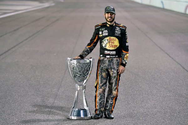 Monster Energy NASCAR Cup Series
Ford EcoBoost 400
Homestead-Miami Speedway, Homestead, FL USA
Monday 20 November 2017
Martin Truex Jr, Furniture Row Racing, Bass Pro Shops / Tracker Boats Toyota Camry celebrates winning the 2017 Monster Energy Cup Series Championship 
World Copyright: Nigel Kinrade
LAT Images