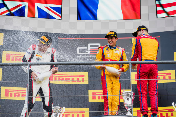 2017 GP3 Series Round 5. 
Spa-Francorchamps, Spa, Belgium.
Sunday 27 August 2017.
George Russell (GBR, ART Grand Prix), Giuliano Alesi (FRA, Trident), Ryan Tveter (USA, Trident). 
Photo: Zak Mauger/GP3 Series Media Service.
ref: Digital Image _56I3140