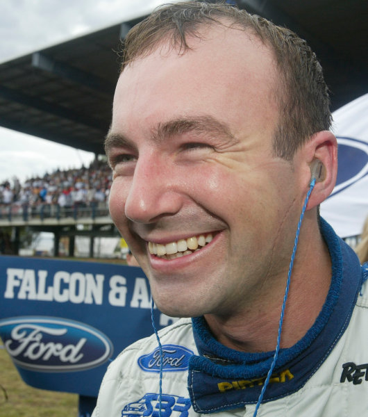 Australian V8 Supercars, Round 13, Eastern Creek, Sydney. 30th Nov 2003.
Ford driver Marcos Ambrose takes victory in race 2 to win the 2003 V8 Supercar Championship at the VIP Petfoods Main Event at Eastern Creek International Raceway 20km west of Sydney NSW, Australia.
Photo: Mark Horsburgh/LAT Photographic Australian V8 Supercars, Round 13, Eastern Creek, Sydney. 30th Nov 2003.
Ford driver Marcos Ambrose takes victory in race 2 to win the 2003 V8 Supercar Championship at the VIP Petfoods Main Event at Eastern Creek International Raceway 20km west of Sydney NSW, Australia.
Photo: Mark Horsburgh/LAT Photographic