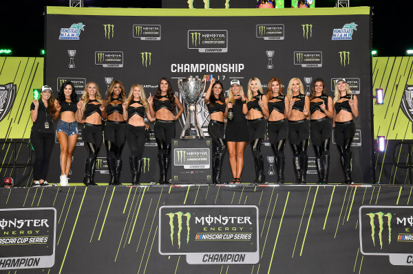 Monster Energy NASCAR Cup Series
Ford EcoBoost 400
Homestead-Miami Speedway, Homestead, FL USA
Sunday 19 November 2017
Monster Energy Girls pose with the Championship Trophy
World Copyright: Rusty Jarrett
LAT Images Monster Energy NASCAR Cup Series
Ford EcoBoost 400
Homestead-Miami Speedway, Homestead, FL USA
Sunday 19 November 2017
Monster Energy Girls pose with the Championship Trophy
World Copyright: Rusty Jarrett
LAT Images
