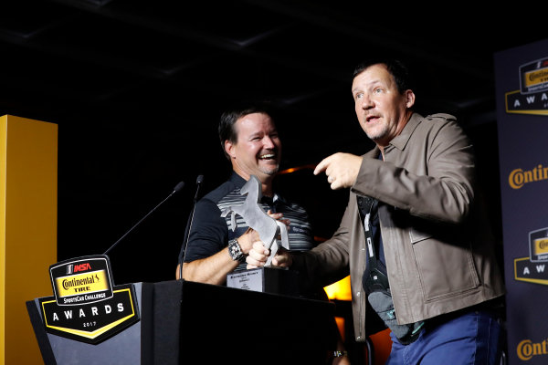 IMSA Continental Tire SportsCar Challenge
Series Awards Banquet
Road Atlanta, Braselton GA
Friday 6 October 2017
Travis Roffler and Jeff Mosing with the Continental Extreme Spirit Award
World Copyright: Michael L. Levitt
LAT Images